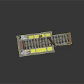 Industrial Style Metal Workbench With Mechanical Components Roller Elements And Storage Structure
