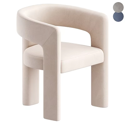 Elegant Modern Beige Accent Chair With Curved Armrests And Thick Legs 3d model