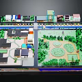Cartoon Scene Model With Various Buildings Green Park And Streets