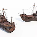 Vintage Wooden Ships With Masts Rigging And Classic Hull Design