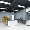 Physical and chemical room on the second floor of modern laboratory 3d model