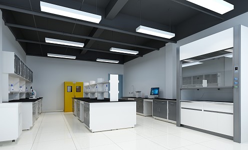 Physical and chemical room on the second floor of modern laboratory 3d model