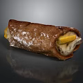 Crispy Italian Cannoli With Powdered Sugar Creamy Filling And Yellow Fruit Slices