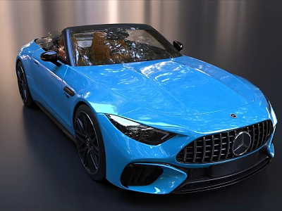 Sleek Blue Mercedes Convertible Sports Car With Black Rims And Aerodynamic Design 3d model