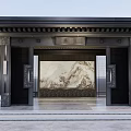 New Chinese Style Gate Noble Entrance Gate Building Corridor Wide View 3d model