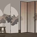 New Chinese-style screen partition 3d model