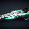 Mercedes Aerodynamic Race Car With Silver Teal Body And PETRONAS Branding