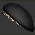 Stylish Black Beret With Leopard Print Brim Modern Fashion Accessory