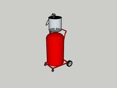 Industrial Mobile Wheeled Tank With Red Body And Transparent Container 3d model