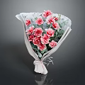 Beautiful Pink Flowers Bouquet With Green Leaves And White Wrapping Paper