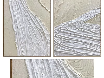 Modern Picture Frames With Textured White And Beige Abstract Paintings And Layered Brushstrokes 3d model