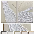 Modern Picture Frames With Textured White And Beige Abstract Paintings And Layered Brushstrokes