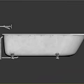 Elegant Freestanding White Bathtub With Chrome Faucet And Metal Support Legs