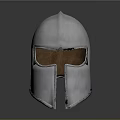 Medieval Weapon Helmet in Silver with Face Mask and Decorative Side Holes