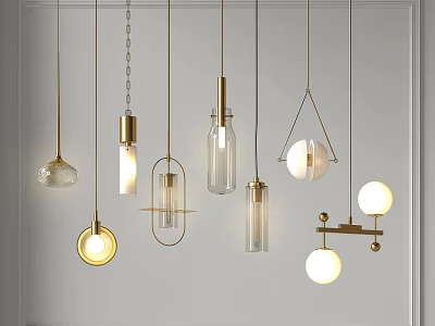 Contemporary Pendant Lights with Various Glass and Metal Designs for Modern Interiors 3d model