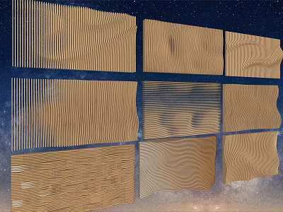 Textured Background Wall With Grid Layout And Wavy Patterns On Starry Backdrop 3d model