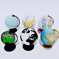 Collection of Various Colored Decorative Globes With Different Styles And Bases