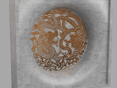 Chinese Style Circular Wall Decoration With Dragon And Phoenix Carved Design 3d model