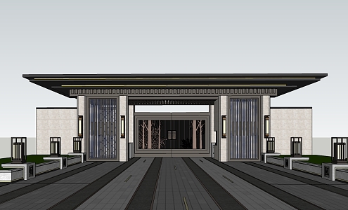 new chinese style gate 3d model