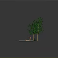 Charming Cartoon Scene Featuring Green Grass Two Trees And Wooden Bench On Checkerboard Floor