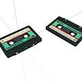 Super Tape Audio Cassettes In Black Cases Displayed On White Background 3d model