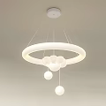 Modern Illuminated White Chandelier With Circular Ring And Sphere Decorations 3d model