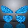 Blue Glittering Butterfly Wings With Symmetrical Shiny Patterns And Reflection 3d model