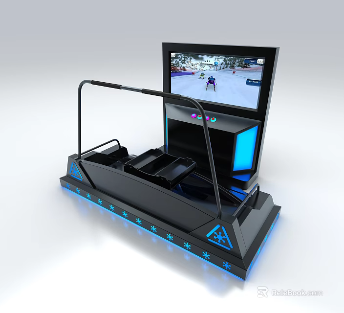 Modern Entertainment Electronics Gaming Simulator With Large Screen And Blue LED Lights 3d model 