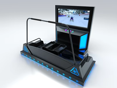 Modern Entertainment Electronics Gaming Simulator With Large Screen And Blue LED Lights 3d model