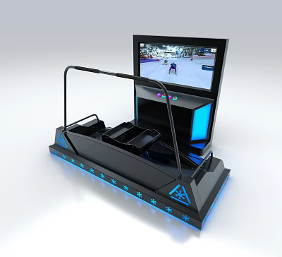 Modern Entertainment Electronics Gaming Simulator With Large Screen And Blue LED Lights 3d model
