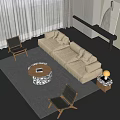 Modern sofa coffee table combination 3d model