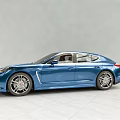 Blue Porsche Panamera Luxury Sedan With Streamlined Design In Indoor
