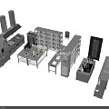 Modern Commercial Kitchen Setup With Essential Appliances Countertops And Shelves