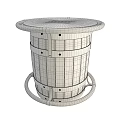 Rustic Wooden Barrel Dining Table With Silver Metal Hoops Round Top And Sturdy Base