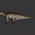 Dinosaur Model With Brown And White Stripes In Standing Position Showing Realistic Details