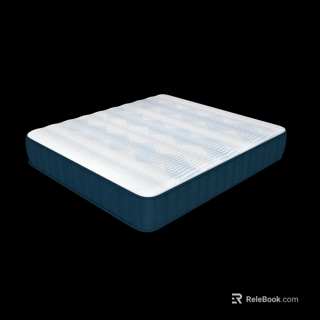 Modern Mattress With White Striped Surface And Blue Border Design 3d model 