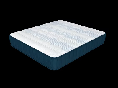 Modern Mattress With White Striped Surface And Blue Border Design 3d model