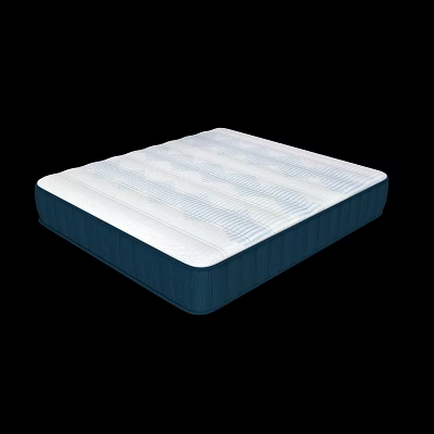Modern Mattress With White Striped Surface And Blue Border Design 3d model