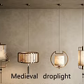Medieval Droplight Designs With Metal Frames And Fabric Shades 3d model
