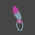 Game Movie Character With Rabbit Ears And Pink Gray Wings In Dynamic Pose