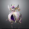 Magical Children Fairy Character with Purple Hair White Wings Star Moon Outfit and Magic Wand