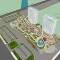 Modern Hotel Building Featuring Twin Towers Landscaped Gardens And Parking Areas