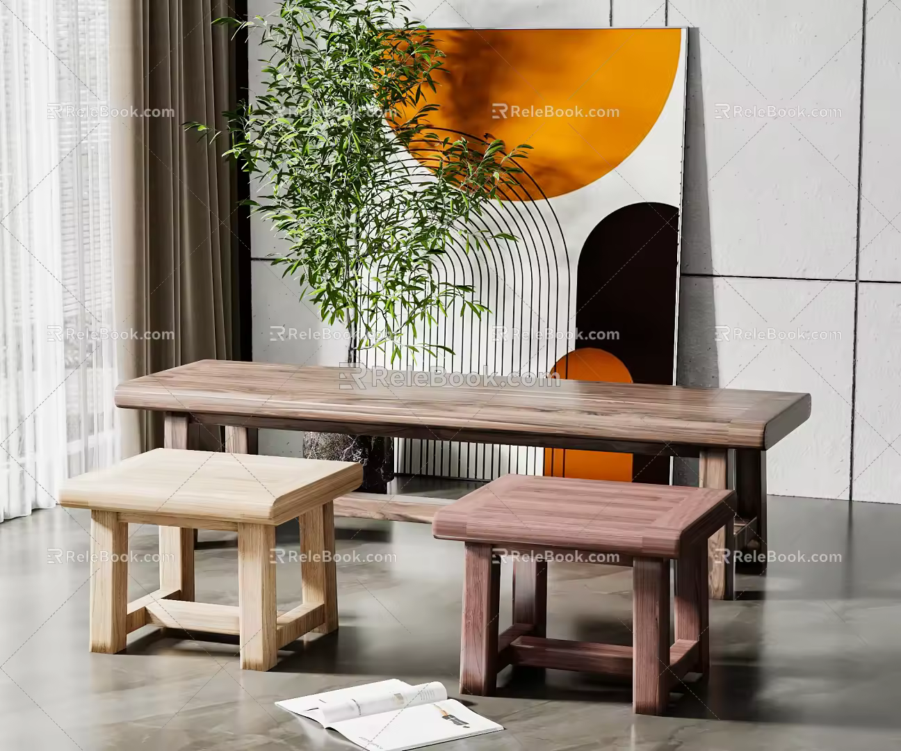 New Chinese Dining Table and Chair Combination Dining Table and Chair 3d model