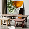 New Chinese Dining Table and Chair Combination Dining Table and Chair 3d model