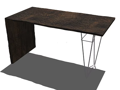 Modern Wooden Dining Table With Metal Geometric Legs And Smooth Surface Design 3d model