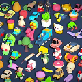 Colorful Plastic Toy Airplane in Scattered Letters Numbers Toys Arrangement