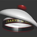Stylish White Hat With Red Pom Pom And Jeanne Lettering For Trendy Fashion Look