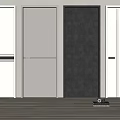 Modern Interior Display Of White Gray Black Hinged Doors With Wooden Floor