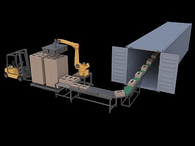 Conveyor belt automatic loading and unloading equipment loading container 3d model