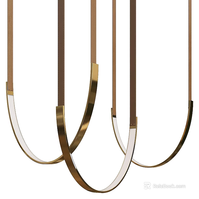 Modern Elegant Chandelier With Golden Curved Metal Structure And Sleek Lines 3d model 